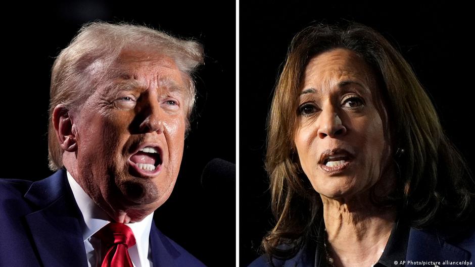 Donald Tramp Kamala Haris, grafički spojene fotografije 2024.