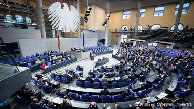 Politicians sit in the German Bundestag in Berlin.