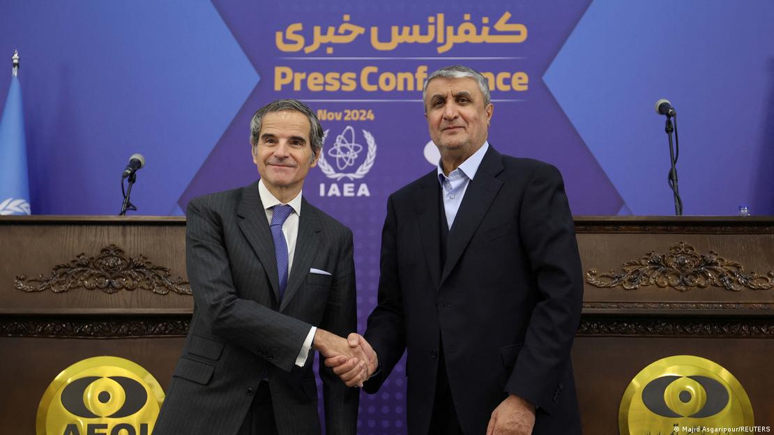 محمد اسلامی، معاون رئیس سازمان انرژی اتمی ایران و رافائل گروسی، مدیرکل آژانس بین‌المللی انرژی اتمی