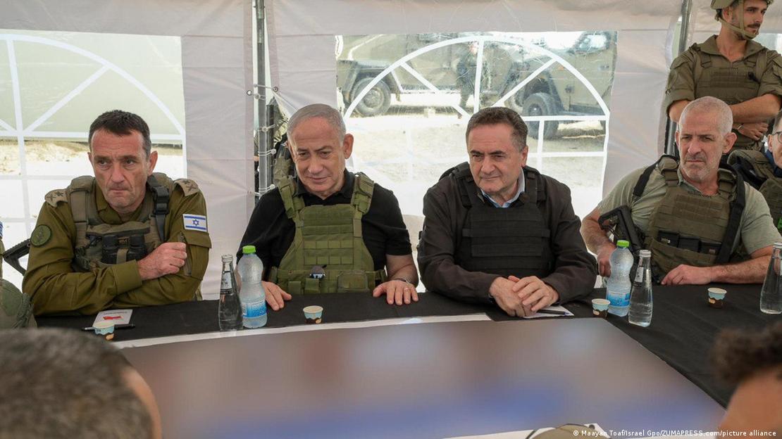 Netanyahu, Ronen Bar e outras autoridades em visita a militares israelenses em Gaza