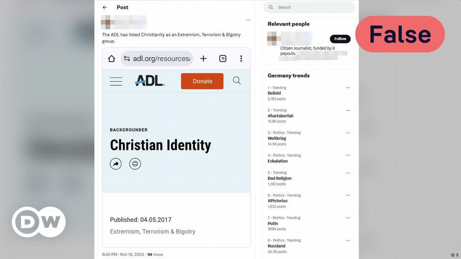 Fact check: ADL did not classify Christianity as 'terrorist'