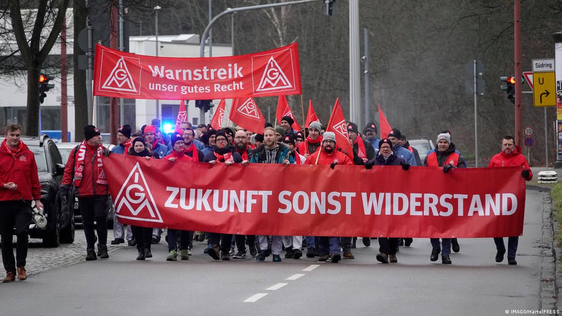Huelga de trabajadores en Chemnitz.