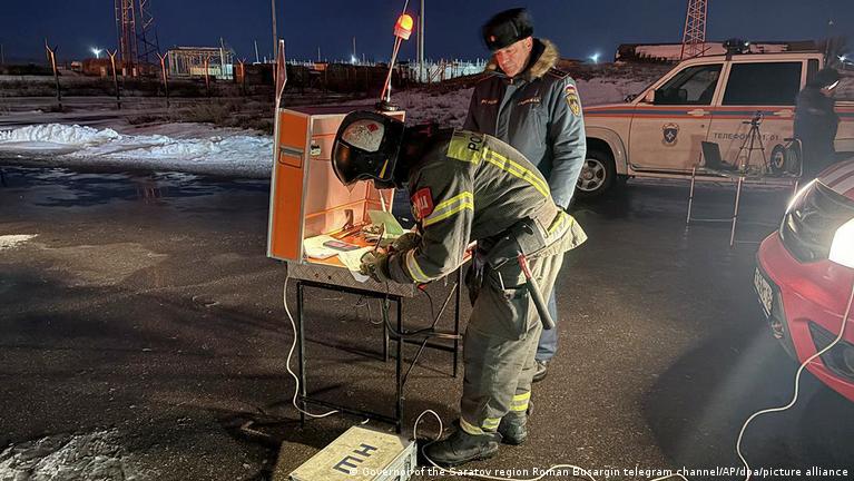 Russian Firefighter Rural Ukraine strikes Russian air force oil depot