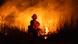 A firefighter tackles a blaze in California, US A firefighter tackles a blaze in California, US