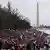 Protesters gather near the reflecting pool of the Lincoln Memorial in Washington D.C.