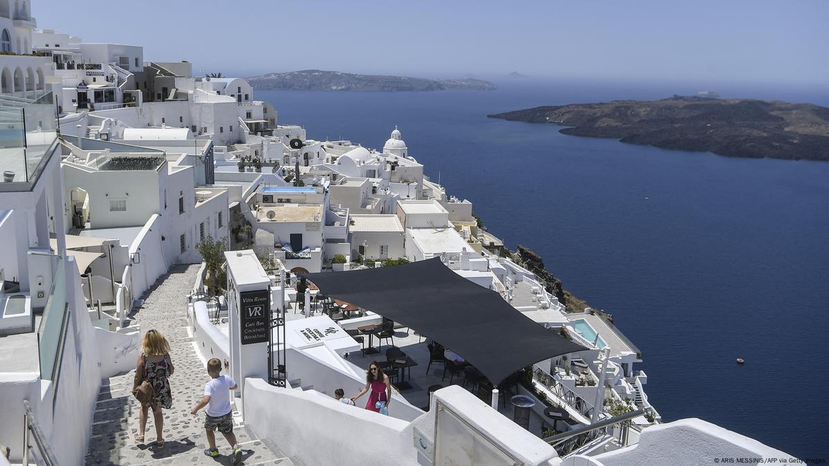 Vista de la isla griega de Santorini