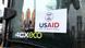A USAID sign on a window in Ukraine A USAID sign on a window in Ukraine