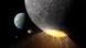 Representación artística del impacto que formó dos cráteres lunares hace 3.800 millones de años. Representación artística del impacto que formó dos cráteres lunares hace 3.800 millones de años.