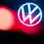 Volkswagen logo and red light in Wolfsburg on February 5, 2025