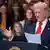 US President Donald Trump delivers remarks during a signing ceremony for an executive order banning transgender women from women's sports in the East Room of the White House in Washington, DC (February 5, 2025)