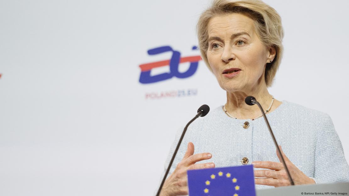 Ursula von der Leyen, presidente da Comissão Europeia, durante discurso