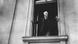 Philipp Scheidemann speaks from a window of the German Chancellery in Berlin in 1918