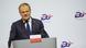 Kryeministri polak Donald Tusk ne podium Kryeministri polak Donald Tusk ne podium