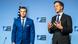 Rutte gesticula al hablar mientras Hegseth mira con semblante serio hacia el otro lado. Rutte gesticula al hablar mientras Hegseth mira con semblante serio hacia el otro lado.