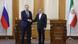 Russian Foreign Minister Sergey Lavrov and Iranian Foreign Minister Abbas Araghchi shaking hands at a press conference Russian Foreign Minister Sergey Lavrov and Iranian Foreign Minister Abbas Araghchi shaking hands at a press conference