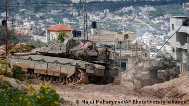  Israeli tanks are deployed during an ongoing army operation in the West Bank Jenin refugee camp, February 24, 2025.