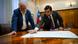 El ministro de Justicia, Jaime Gajardo (derecha) junto al de Vivienda, Carlos Montes, revisan el plano que indica los lugares de la ex Colonia Dignidad que serán expropiados. El ministro de Justicia, Jaime Gajardo (derecha) junto al de Vivienda, Carlos Montes, revisan el plano que indica los lugares de la ex Colonia Dignidad que serán expropiados.