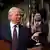 Donald Trump points a finger during his address before US Congress, with Vice President JD Vance and House Speaker Mike Johnson applauding