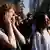 Mainly women yelling during a protest in Berlin for International Women's Day on March 8, 2025