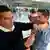 A passenger leaving Mexico is vaccinated against measles at Benito Juarez International Airport in Mexico City