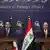 مؤتمر صحفي في بغداد بين وزير الخارجية العراقي فؤاد حسين ونظيره السوري أسعد الشيباني (14/3/2025)