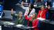 Green co-leaders Britta Haßelmann (front left), Katharina Dröge (front right) voting in the Bundestag Green co-leaders Britta Haßelmann (front left), Katharina Dröge (front right) voting in the Bundestag