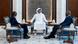 Rwanda's President Paul Kagame und DRC President Felix Tshisekedi sitting together with Qatar's Emir Sheikh Tamim bin Hamad Al Thani (in a white gown in the middle) at the presidential palace Rwanda's President Paul Kagame und DRC President Felix Tshisekedi sitting together with Qatar's Emir Sheikh Tamim bin Hamad Al Thani (in a white gown in the middle) at the presidential palace
