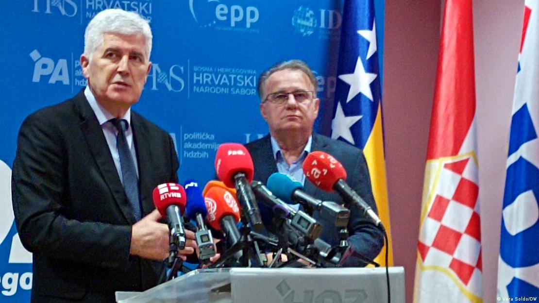 Dragan Čović i Nermin Nikšić tokom susreta u Mostaru 21. 3, 2025.