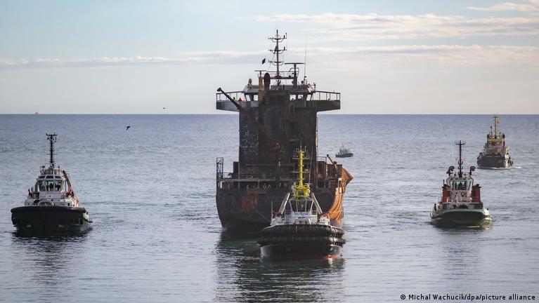 Damaged Ship North Sea collision: Damaged cargo ship towed to Scotland