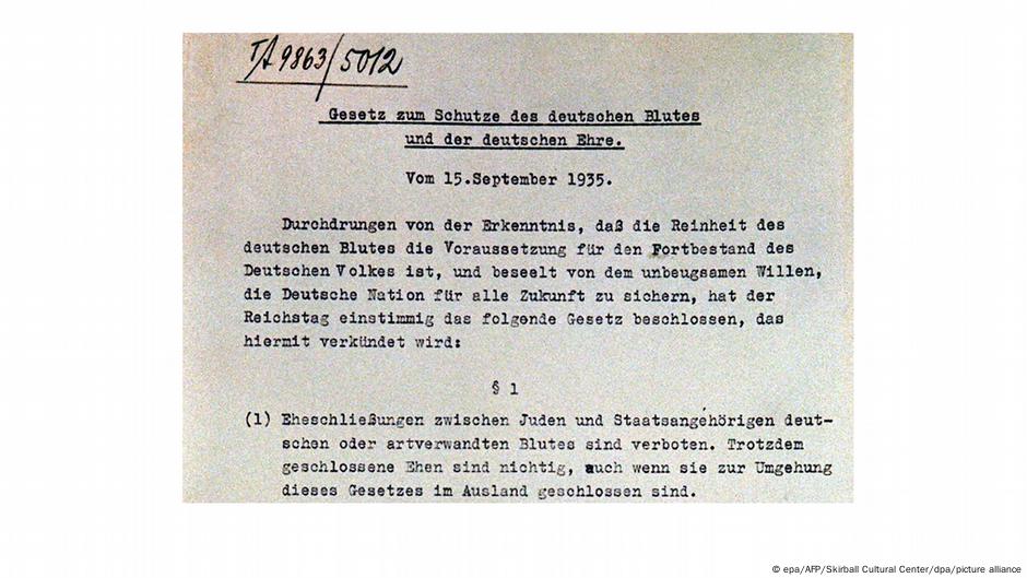 Izvod iz Nirnberških zakona - legalna osnova rasističke i antisemitske ideologije nacista