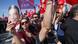 Protesters with opposition banners and Turkish flags Protesters with opposition banners and Turkish flags