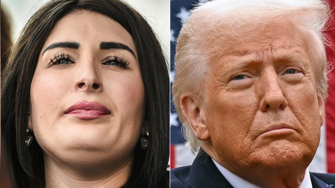 Laura Loomer (izq.) y Donald Trump 