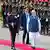 Indian Prime Minister Narendra Modi (C) inspects a guard of honor during his ceremonial reception at the Independence Square in Colombo on April 5, 2025