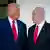 Donald Trump und Benjamin Netanjahu stehen vor dem Weißen Haus und blicken sich an