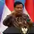 Presiden Prabowo Subianto saat berpidato pada acara temu ekonomi dengan topik "Memperkuat Ketahanan Ekonomi Nasional" di Jakarta, Indonesia, 8 April 2025