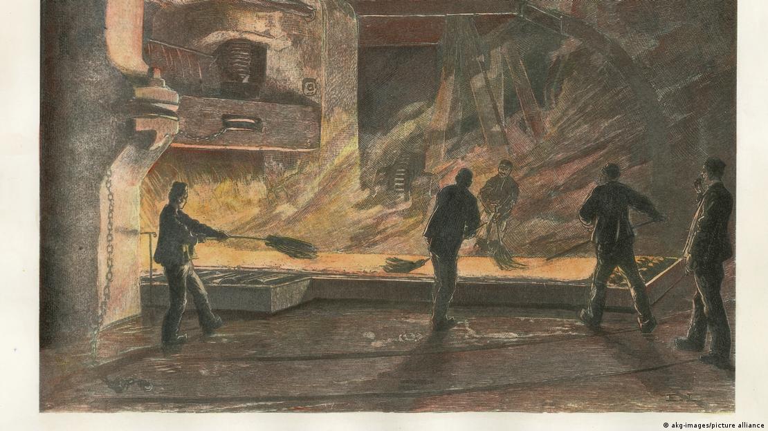 Χαλυβουργείο Krupp στο Έσεν της Γερμανίας, σκίτσο του 1890 Χαλυβουργείο Krupp στο Έσεν της Γερμανίας, σκίτσο του 1890