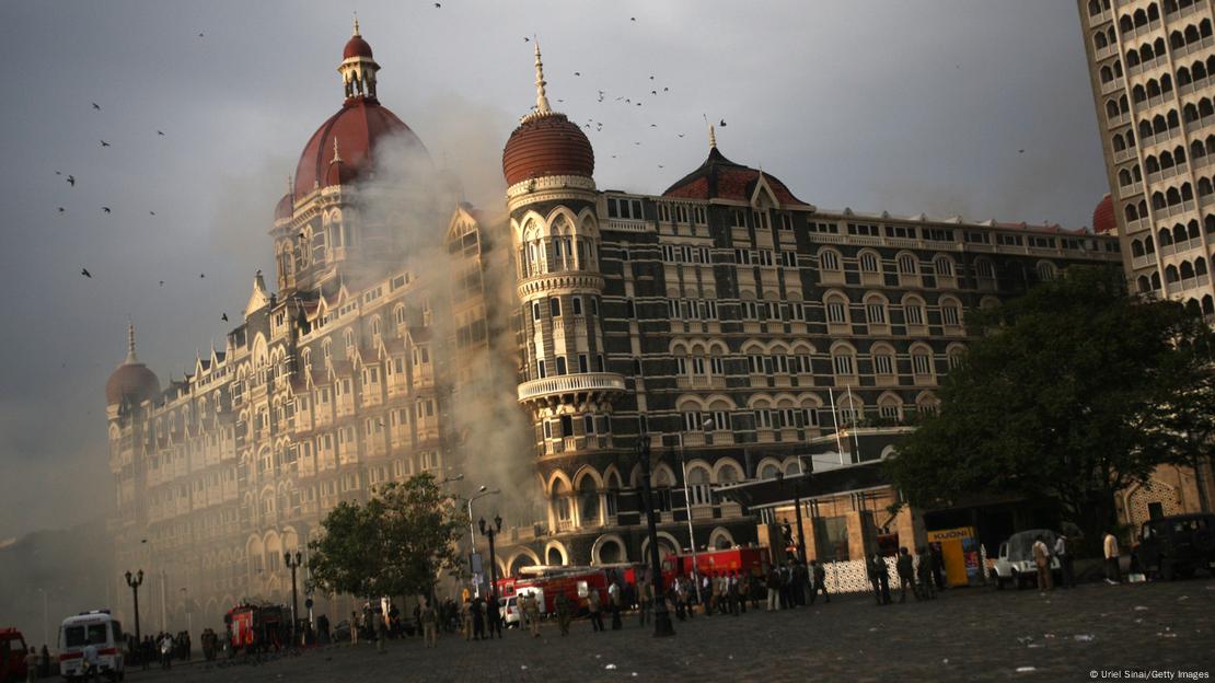 A fire at the Taj Mahal Palace & Tower Hotel amid the November 2008 Mumbai attacks 