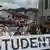 Students lead a march during an anti-corruption protest in the southwestern town of Novi Pazar, Serbia, April 12, 2025