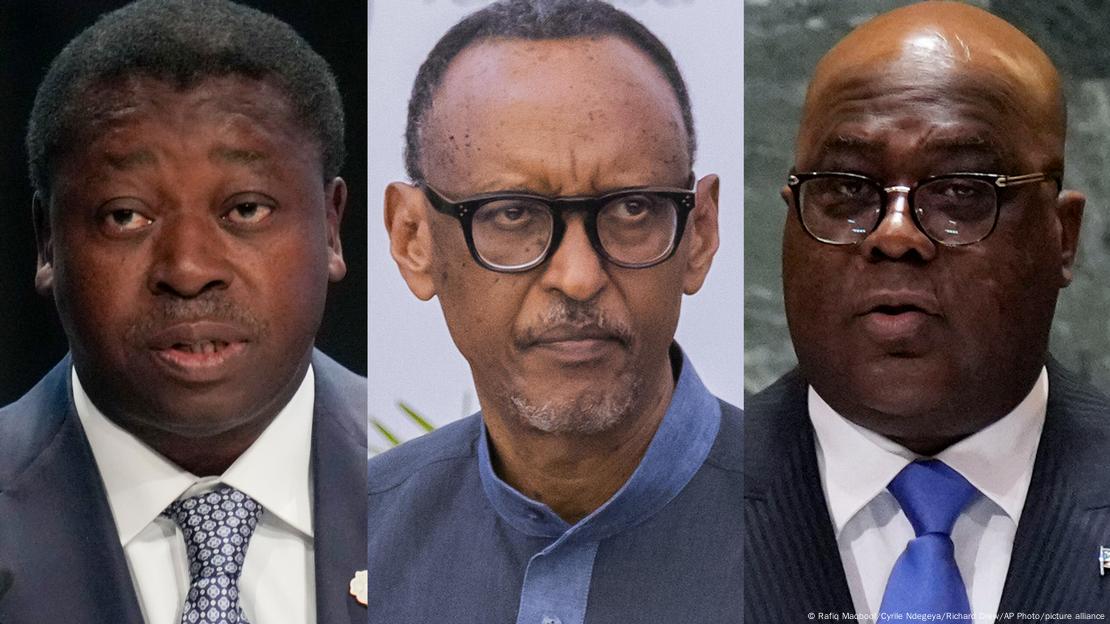 Des photos juxtaposées de Faure Gnassingbé, Paul Kagame et Félix Tshisekedi Des photos juxtaposées de Faure Gnassingbé, Paul Kagame et Félix Tshisekedi