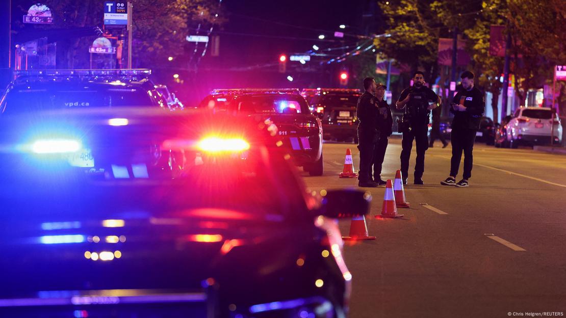 Police officers at the scene of a car ramming at the Lapu Lapu day block party, in Vancouver, Canada, on April 26, 2025