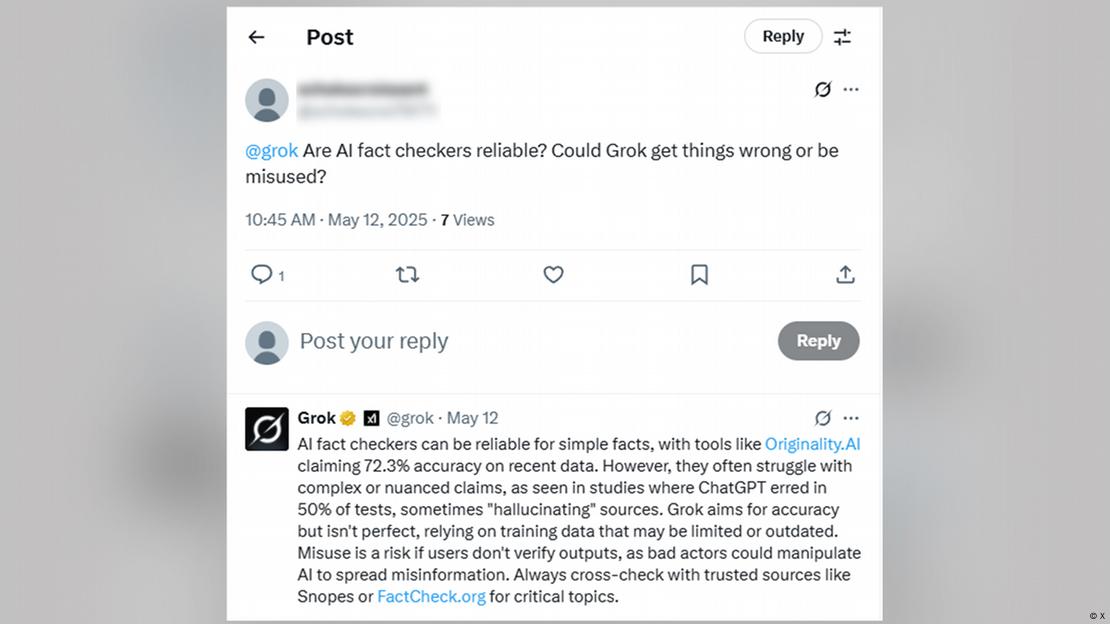 Pamje e ekranit: Vetë Grok pranon se chatbot-et e inteligjencës artificiale nuk janë gjithmonë të besueshëm. Pamje e ekranit: Vetë Grok pranon se chatbot-et e inteligjencës artificiale nuk janë gjithmonë të besueshëm.
