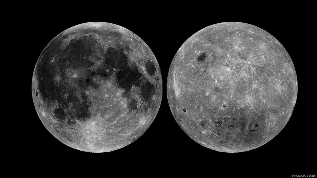 Estas vistas de la cara cercana, izquierda y lejana de la Luna se obtuvieron a partir de observaciones realizadas por el Orbitador de Reconocimiento Lunar de la NASA. Estas vistas de la cara cercana, izquierda y lejana de la Luna se obtuvieron a partir de observaciones realizadas por el Orbitador de Reconocimiento Lunar de la NASA.