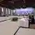 Negotiators sit at a U-shaped table during talks between Ukraine and Russia in Istanbul
