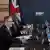 Britain’s Prime Minister Keir Starmer speaks to European Commission President Ursula von der Leyen, and European Council President Antonio Costa