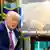President Donald Trump speaks in the Oval Office of the White House showing a picture   depicting his 'Golden Dome'