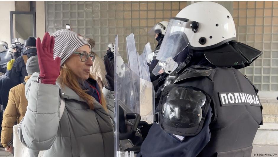 Marija Vasić tokom protesta u Novom Sadu u novembru 2024.