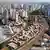 Vista aérea da favela do Moinho, espremida entre duas linhas de trem no centro de São Paulo