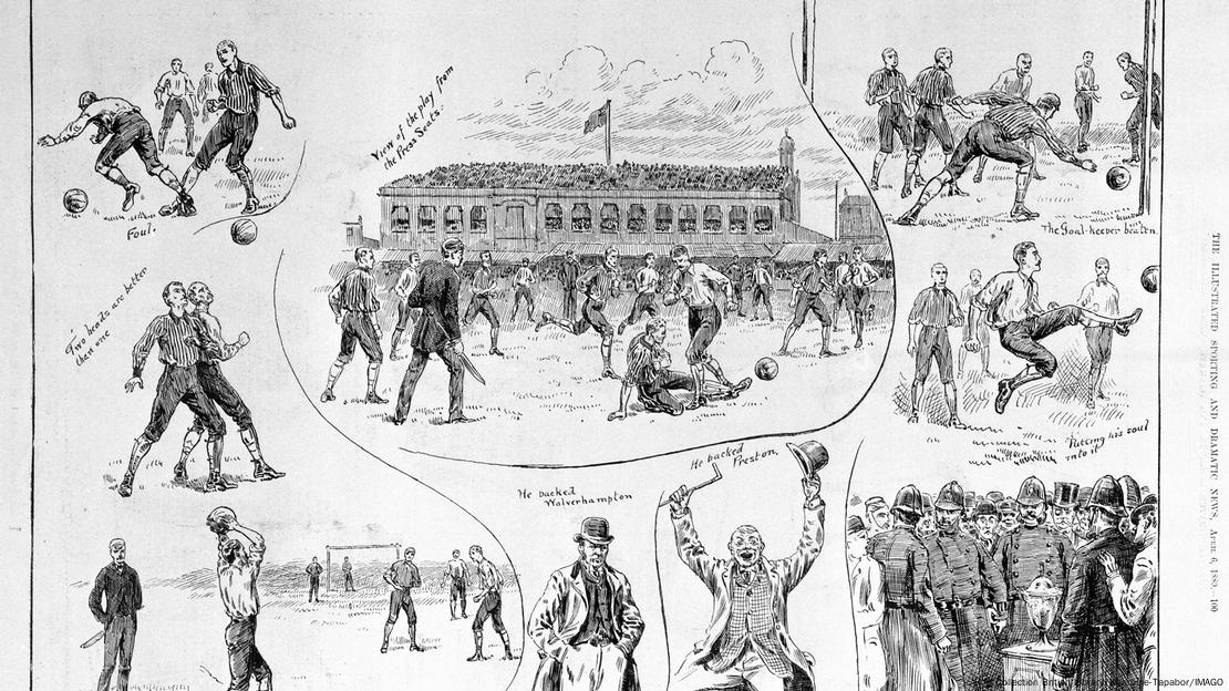 Final de la FA Cup de 1889 entre Preston North End y Wolverhampton Wanderers, ilustración del periódico Illustrated Sporting News.