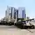 A view of damaged tanks in front of the Central Bank of Sudan building, Khartoum