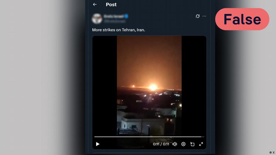 Image accompanying A 16-second video clip shows a bird's-eye view of a city with massive destruction and collapsed buildings. A location stamp in the video reads in Arabic, "Tel A